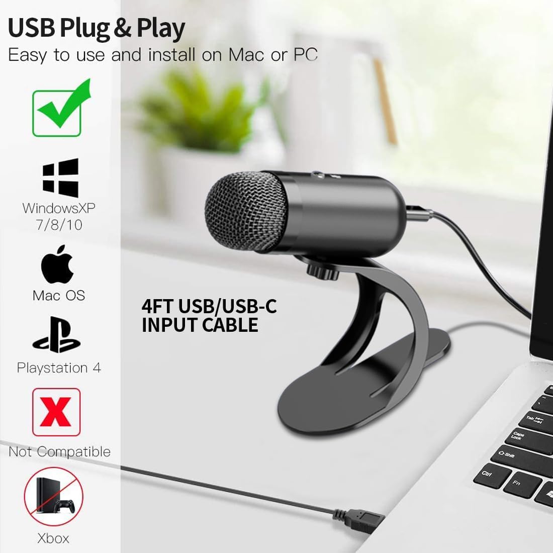 Gaming Microphone - Профессиональный USB-микрофон, конденсаторный микрофон для конференций,